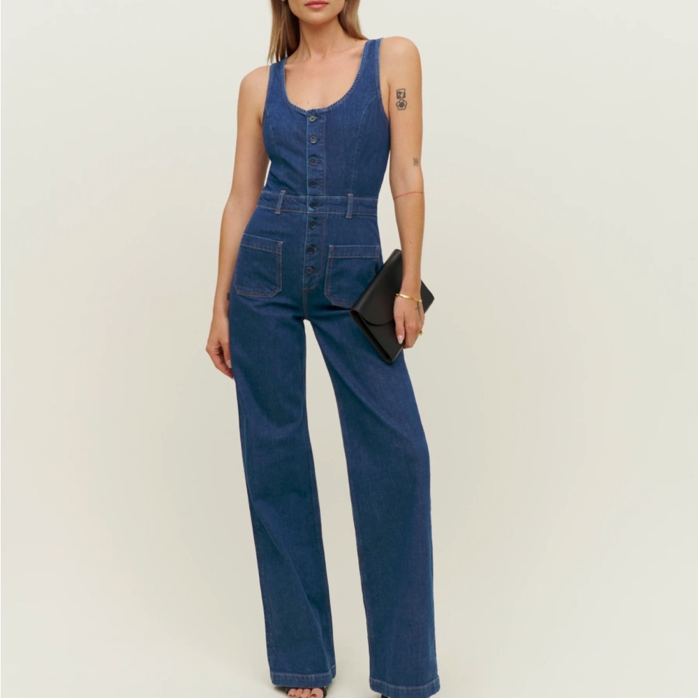 Reformation Blue Denim Jumpsuit